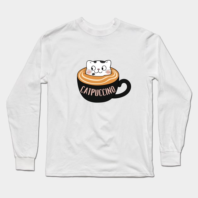 CATPUCCINO - Cat Lattee Long Sleeve T-Shirt by SalxSal